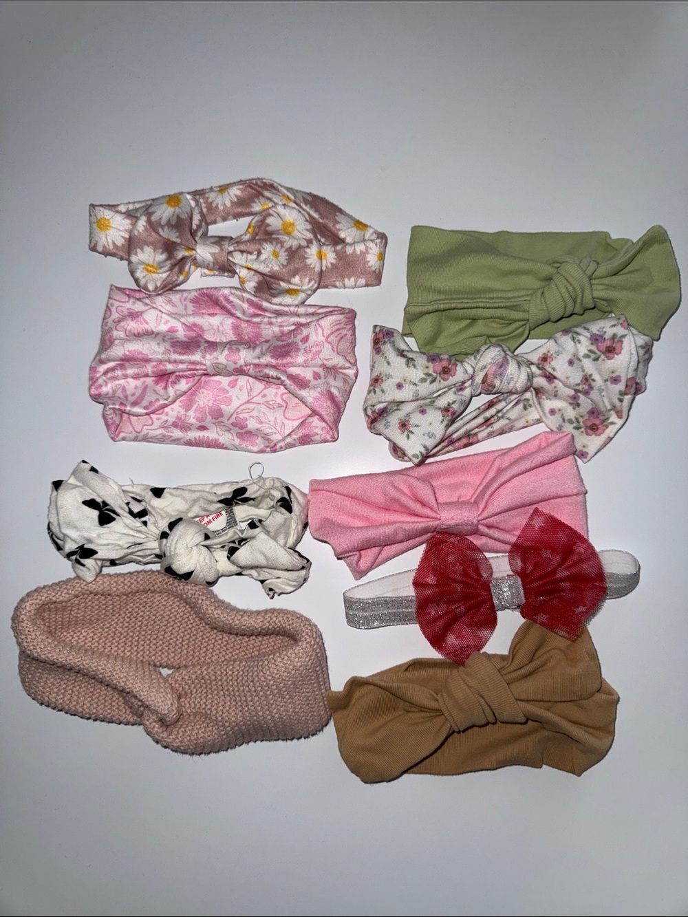 Lot of 9 baby bow headbands